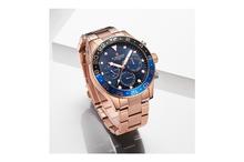 NaviForce NF9147 Day Date Function Business Chronograph Watch – Blue/RoseGold
