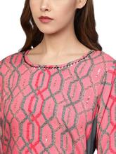 Women Printed Cotton Rayon Blend A-line Kurta - 8006