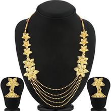 Sukkhi Blossomy 5 String Gold Plated Flower Necklace Set For