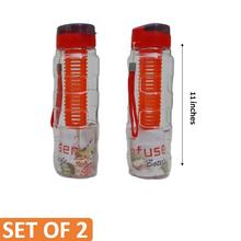 Bagmati Transparent Plastic Infuser Water Bottle - 1000ml - Set of 02