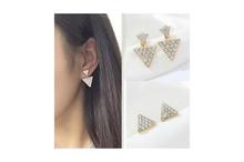 Geometric Triangle Rhinestone Stud Earrings