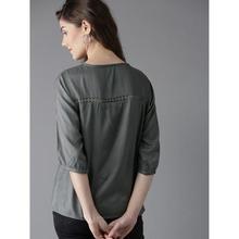 Casual 3/4 Sleeve Solid Women Grey Top