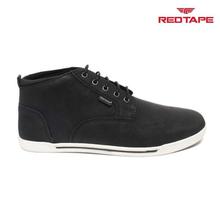 Red Tape Black Leather Ankle Boots For Men - RTE0961
