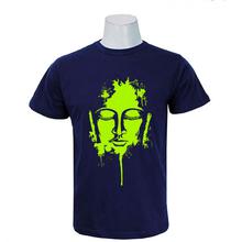 Wosa - Black Round Neck Buddha Face Print Half Sleeve Tshirt for Men