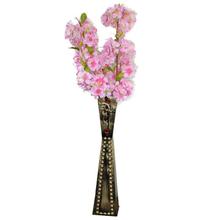 Dark Bronze Metal Vase With Artificial Flowers