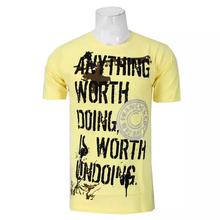 Yellow Round Neck Printed T-Shirt For Men