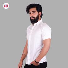 Nyptra White Lining Half Sleeves Cotton Shirt For Men