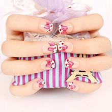 12sets Fashion Pink French Fake Nail Tips pre Designed Fake Nails Short Fingernails With Free Glue Printing Tips(designs may vary)