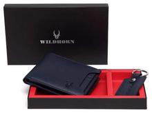 WildHorn Nepal Blue Genuine Leather Wallet with keyring (GIFTBOX183)