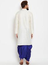 SOJANYA Men Off-White & Blue Solid Kurta with Dhoti Pants