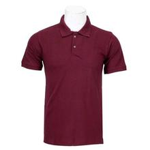 Dark Maroon Solid Polo Neck 100% Cotton T-Shirt For Men