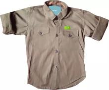 Casual Plain Shirt For Kids - Khaki Green