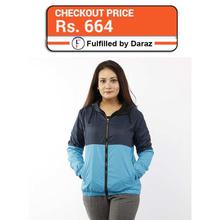 Blue Dual Toned Waterproof/Windproof Jacket for Women (With Fleece Inside)