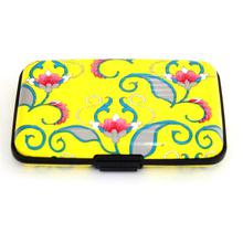 Yellow Floral Designed Multiple Compartment Card Holder