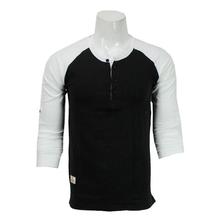 Men's Baseball Full Sleeves White Black Tshirt