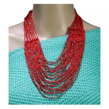 Maroon/Orange Multilayered Beads Woven Pote For Women