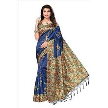 SALE- Printed Tassar Silk Saree With Blouse Piece