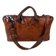 NVSBAGS Leather 14 inch Brown Laptop Bag for Men,