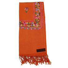 Orange Embroidered Visco Pashmina Shawl For Women