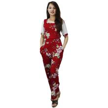 Maroon Floral Printed Jumpsuit For Women