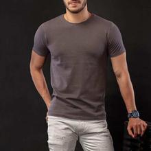 Faded Brown Silk Cotton Round Neck T-Shirt For Men