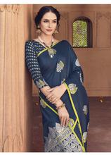 Stylee Lifestyle Navy Blue Banarasi Silk Jacquard Saree - 2119