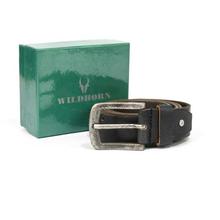 Wildhorn Nepal Black Plain With White Stitching Casual 100% Genuine Leather Belt For Men