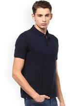 Peter England Men Navy Blue Solid Polo Collar T-shirt