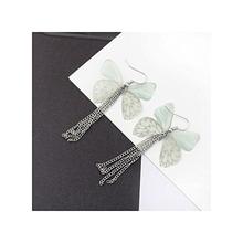 Green Butterfly Chain Tassel Earrings For Women