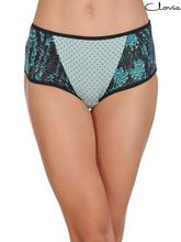 Clovia Blue/Black Mid Waist Printed Hipster Panties For Women - PN1747P11