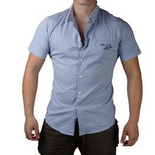 White Half Plain Shirt for Men with Printed Goji