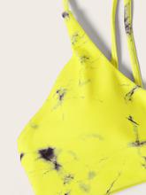 Criss Cross Top With Marble Print Bikini Set
