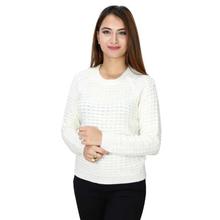 White Textured Sweater For Women