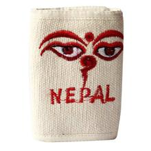 Off White Hemp Nepal Embroidered Wallet For Men