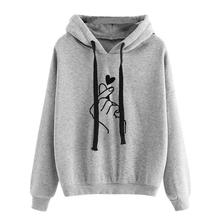 Women Hoodies Casual Kpop Bangtan Boys Finger Heart Love