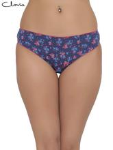 Clovia Navy/Pink Floral Low Waist Bikini Panty For Women