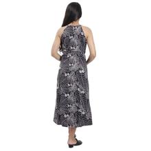 Pkshee Black Floral Printed Slit Dress For Women