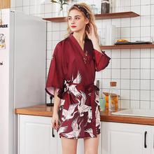 Fashion Women's Summer Mini Kimono Robe Lady Rayon Bath Gown