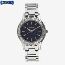 Sonata 8123Sm03 Blue Dial Analog Watch For Women- Silver
