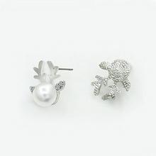 White/Silver Faux Pearl Stud Antlers Designed Earrings For Women