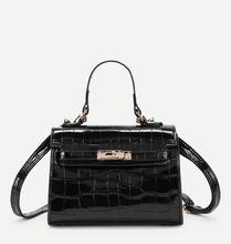 Crocodile Print PU Shoulder Bag