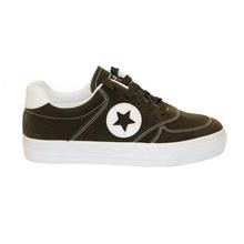 Black Cat Army Green Star Patched Lace Up Sneakers For Women - 2255