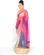 Saavya Design Heavy Embroidere  Aqua Green Lehenga, Choli Choli And Pink Dupatta (Semi-Stitched)