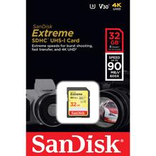 SanDisk Extreme 90MB/s UHS-I U3 V30 32GB SDHC Card Full HD Video