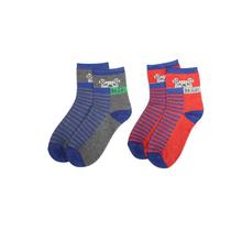 Combo Of 2 Pair Printed Socks For Kids -Red/Grey