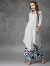 Women Off-White & Black Embroidered A-Line Kurta