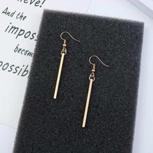 Golden Korean Design Elegant Long Tassel Chain Drop Dangle Hook Earring