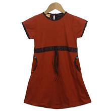 Red 100% Cotton Dress For Girls - CDR 3094