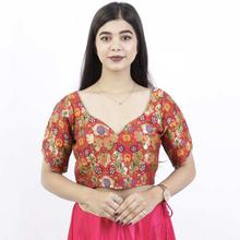 Red/Golden Brocade Floral Saree Blouse For Women - NB-1024