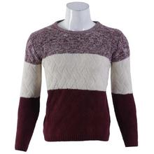 Off-White/Maroon Knitted Woolen Sweater For Men